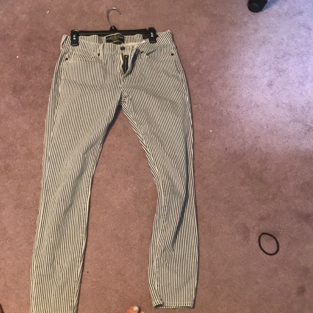Blue and white striped jeans